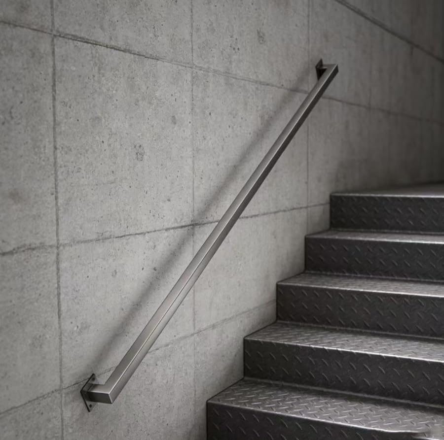 Rampe d'escalier industrielle extérieure et intérieure en inox de 570cm