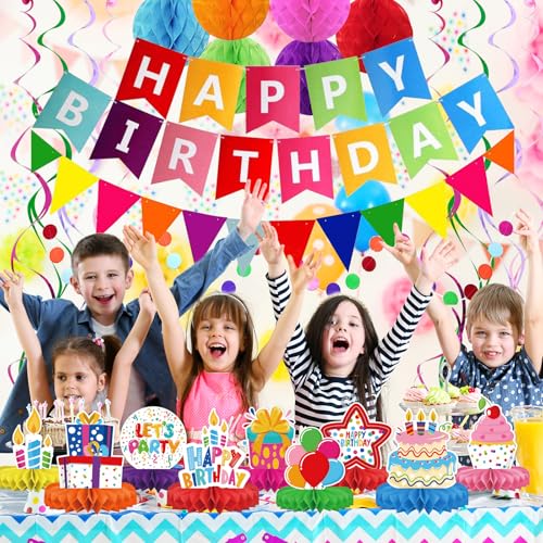 Birthday Decoration Kit, Kids Birthday Decorations, Happy Birthday Banner, Circle Confetti Garland,