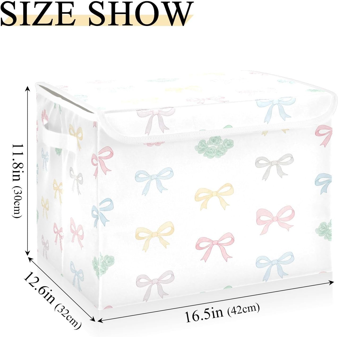 Rainbow Bows Foldable Storage Bins with Lids, Collapsible Fabric Organizer Baskets Box for Closet Home Bedroom Office Decor image 3