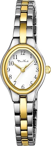 Diaofendi Relojes de pulsera de oro pequeños relojes vintage de cuarzo para mujer, correa de acero inoxidable, resistente al agua.