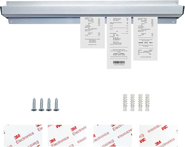 Tab Grabber, Aluminum Check Holder Kitchen with Screws Double-Sided Tape, Ticket Holder Restaurant for Food Catering Cafes Pubs Bars for Hold Orders tabs Papers (16 in)
