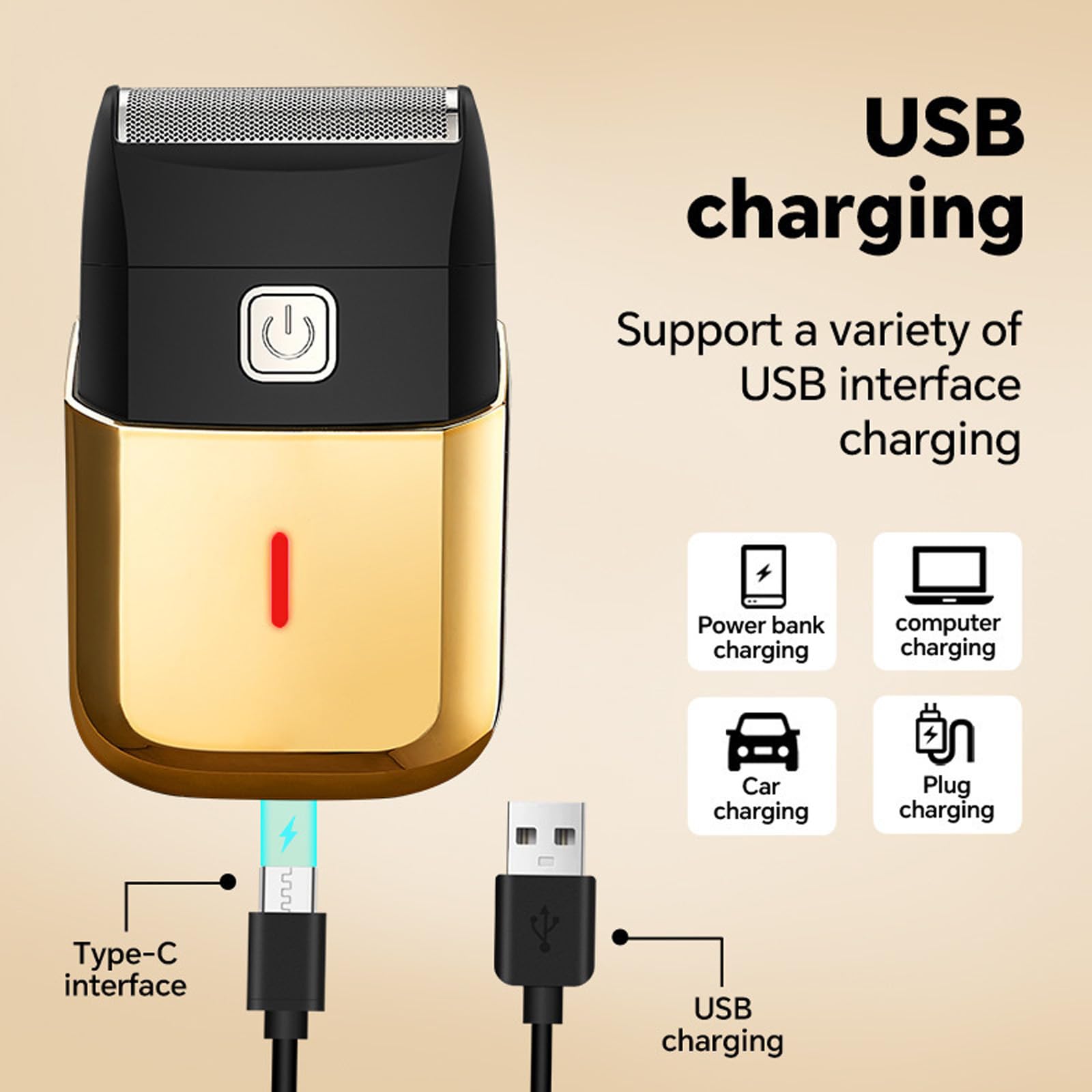 Rasoio elettrico singolo ergonomico con porta di ricarica USB Foil per la depilazione Batteria portatile a lunga durata senza fili.
