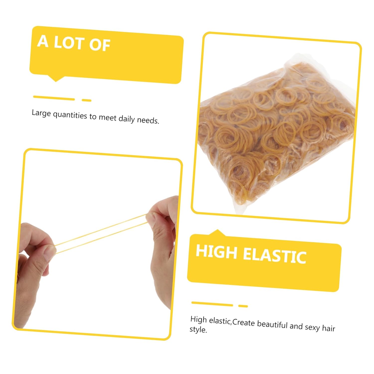 VALICLUD Hairdressing Perm Rubber Bands Durable Yellow Styling Tools for Salon DIY Hair Care Maintain Flexibility for Curls and Waves