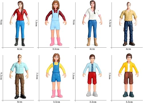 Miniatura 5 de Figura de juego de rol de modelo de granjero simulado, 8 piezas, pintada a mano, figura realista pintada a mano, personaje de granja para diseño de