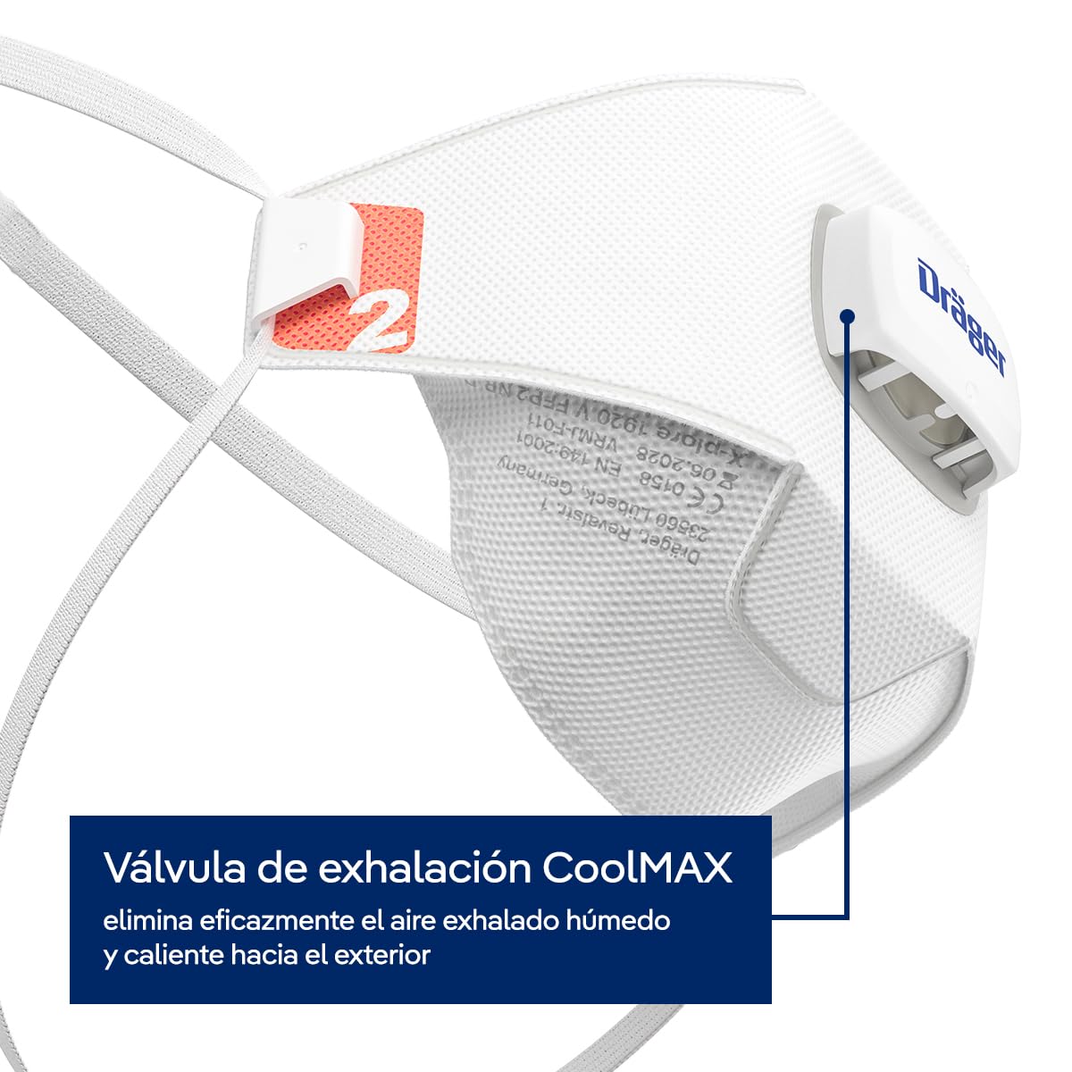 Dräger X-plore 1920 V | 10 Máscaras de protección respiratoria FFP2 con válvula | Mascarilla antipolvo desechable para trabajos de construcción, bricolaje, pintura