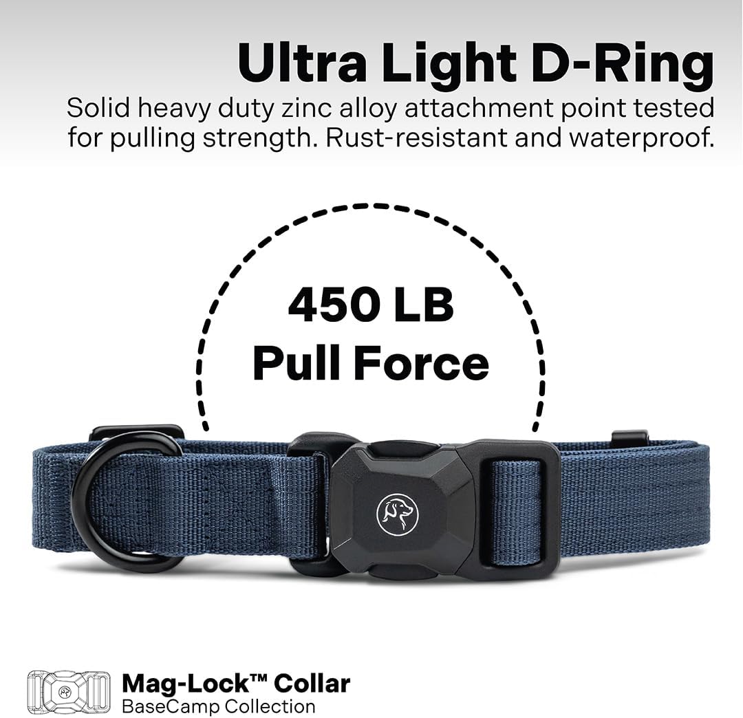 Scout Supply Co.Magnetic Dog Collar - 2026 New Edition Adjustable Heavy Duty Nylon Collar with Quick-Release Magnetic Buckle for Large, Medium & Small Dogs (Navy Blue, M: 14" to 18")