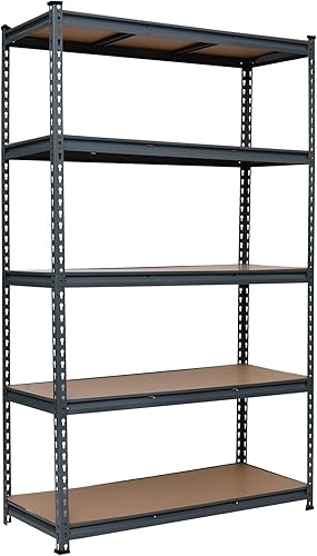 Karl home Estantería de garaje resistente, estantería de metal ajustable de 5 niveles de gran tamaño para garaje, despensa, sótano, 2000 libras,