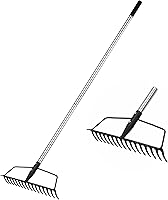 YEELOR Heavy Duty 16-Tine Bow Rake - Adjustable Stainless Steel Handle, Rust-Resistant Carbon Steel for Soil Loosening, Mulch Leveling & Leaf Gathering