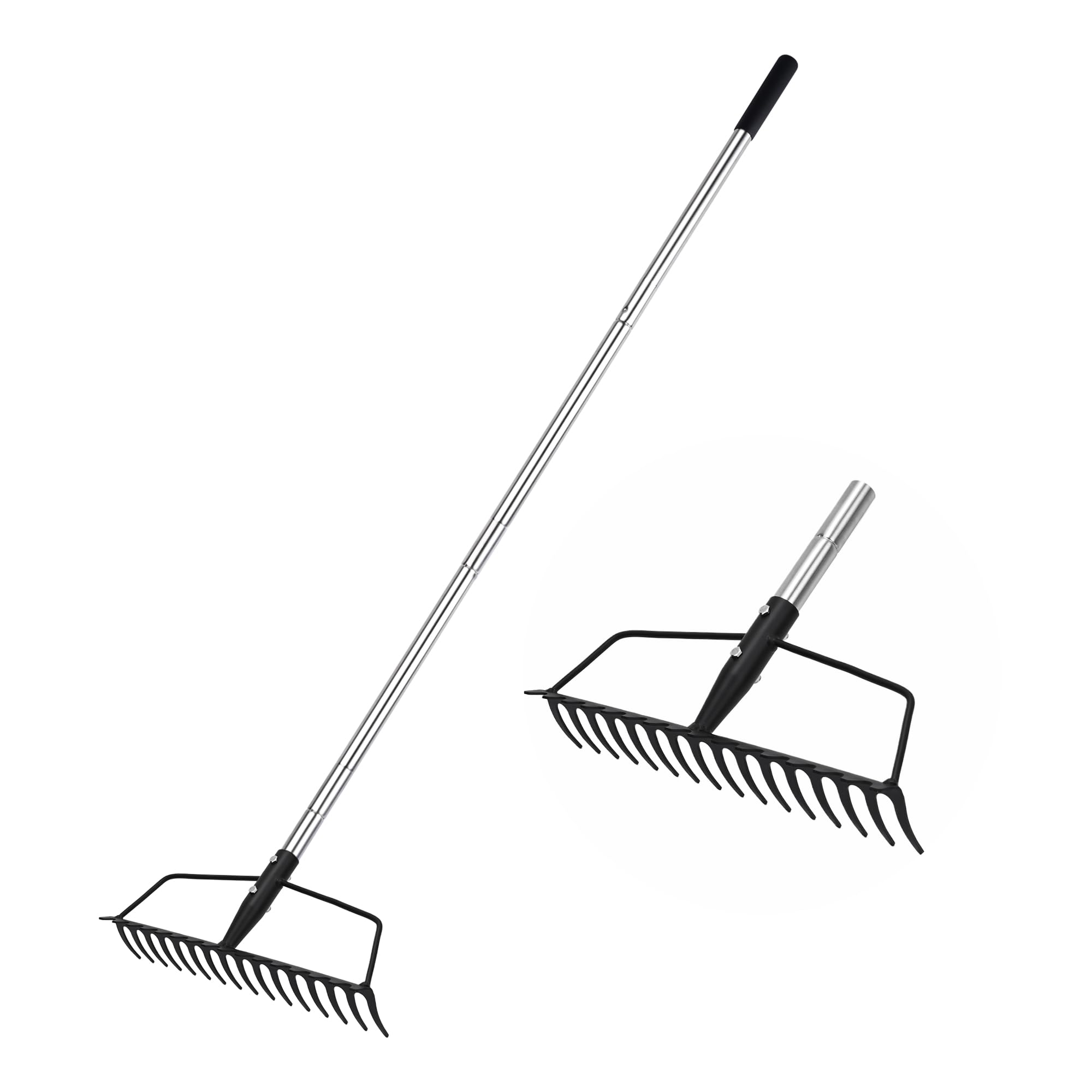 Rastrello Da Giardino Con 12 Denti In Metallo - Manico Lungo 189 Cm In Acciaio Antiruggine