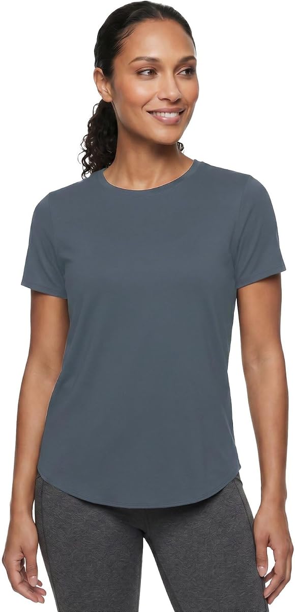 Women's Go Dri Swift Tunic Tee, Gunmetal/Light Blue, L