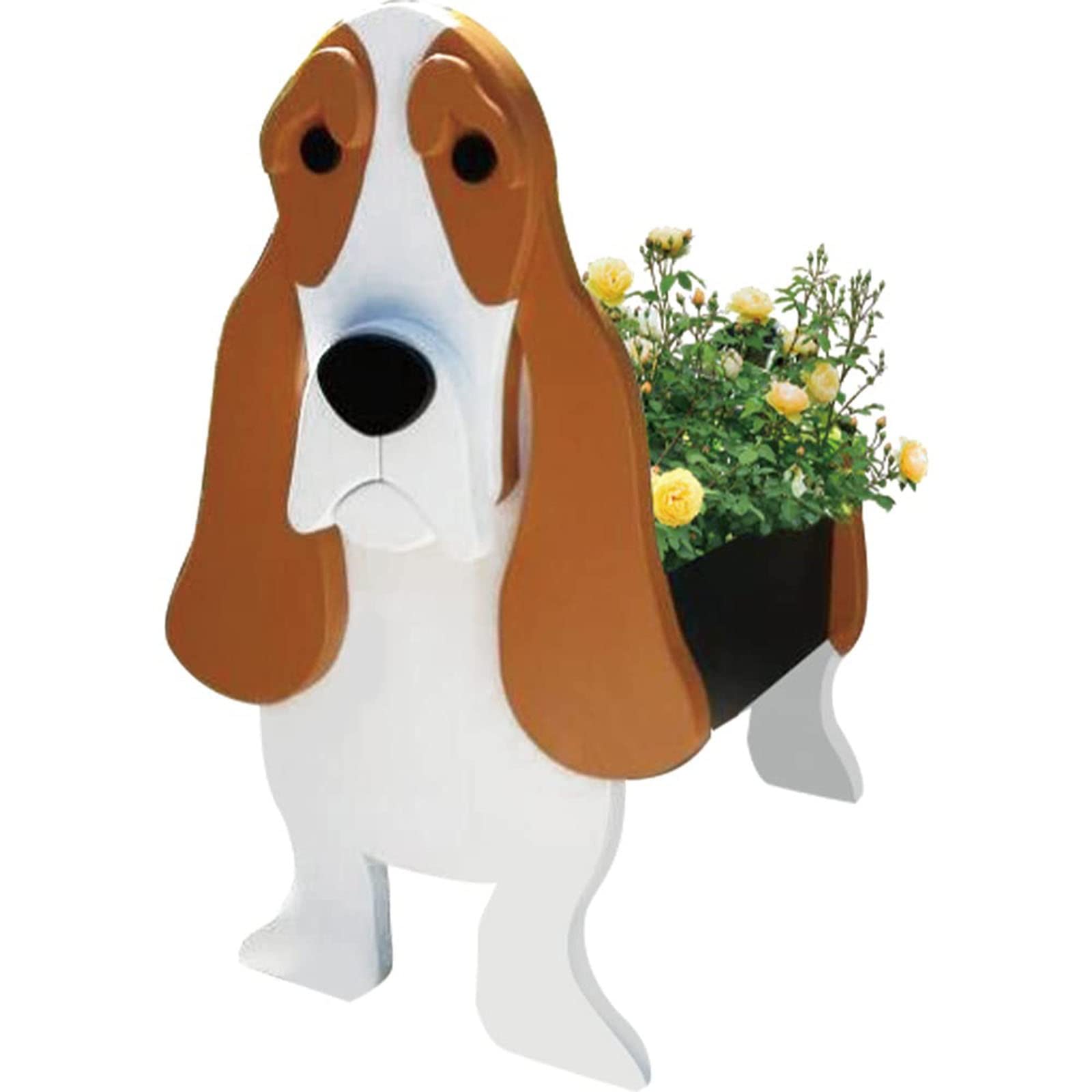 TQQEPOOL Creative Dog Planter Plant Pots Cute Animal Shaped Cartoon Planter,3D Animal Plant Container Holder,Cartoon Planter For Indoor Outdoor (Color : Basset Hound, Size : 34 * 24cm)