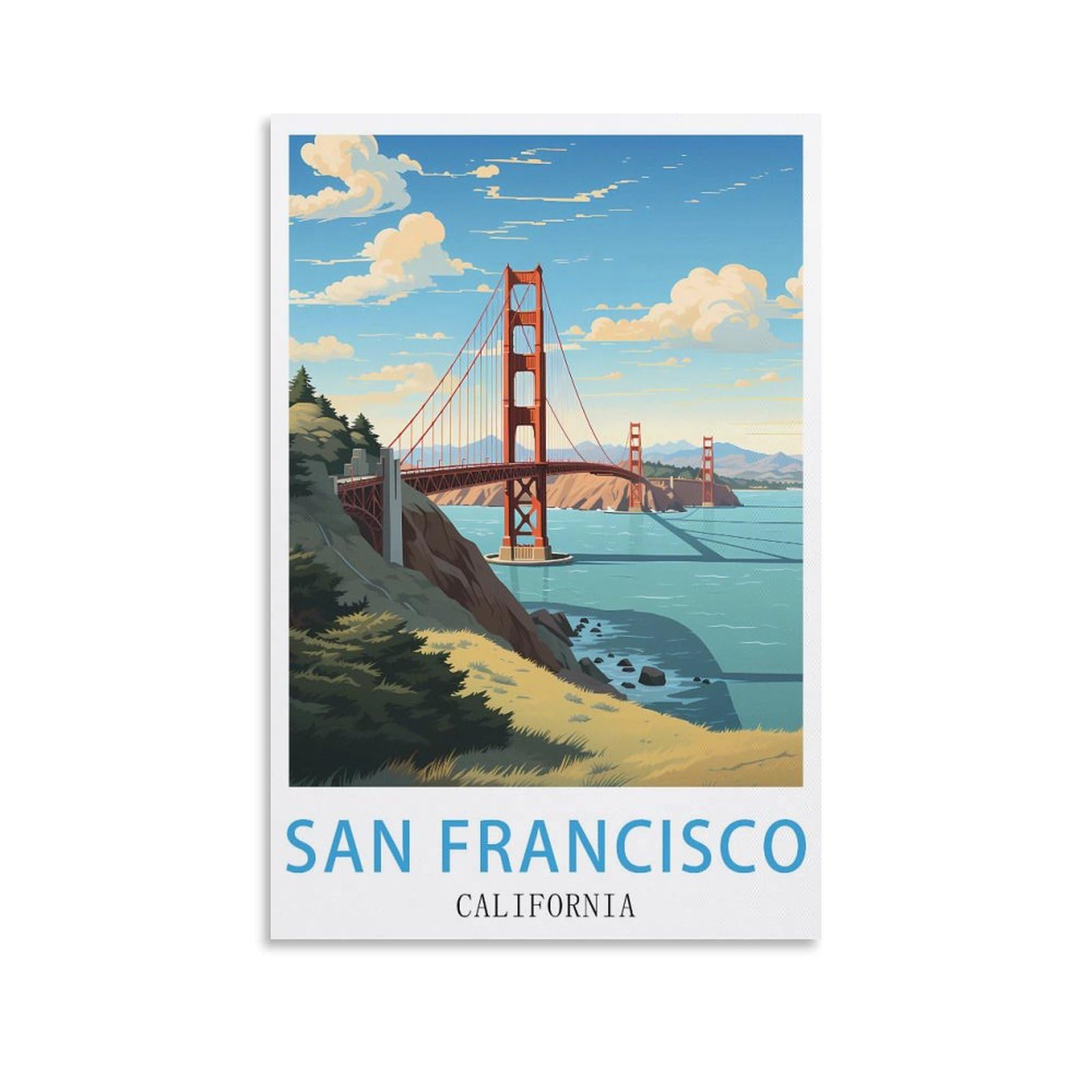LNUYITR San Francisco California Vintage Travel Poster 12x18inch(30x45cm) Canvas Art Posters And Wall Art Picture Prints Modern Home Bedroom Decor Posters