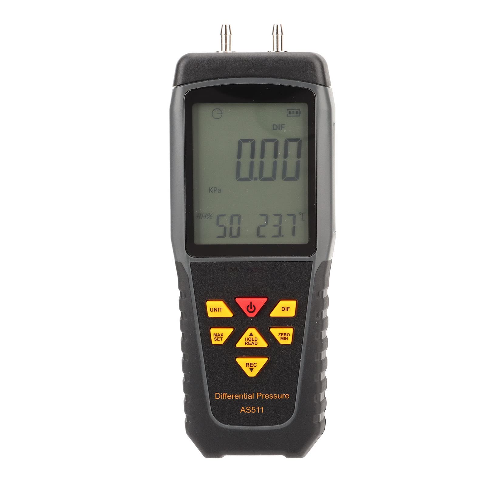 EMUKOEP Medidor de Prueba de Presión Diferencial, Medidor de Sensor Digital, Mano Inteligente para Aire y Gas con Retroiluminación LED