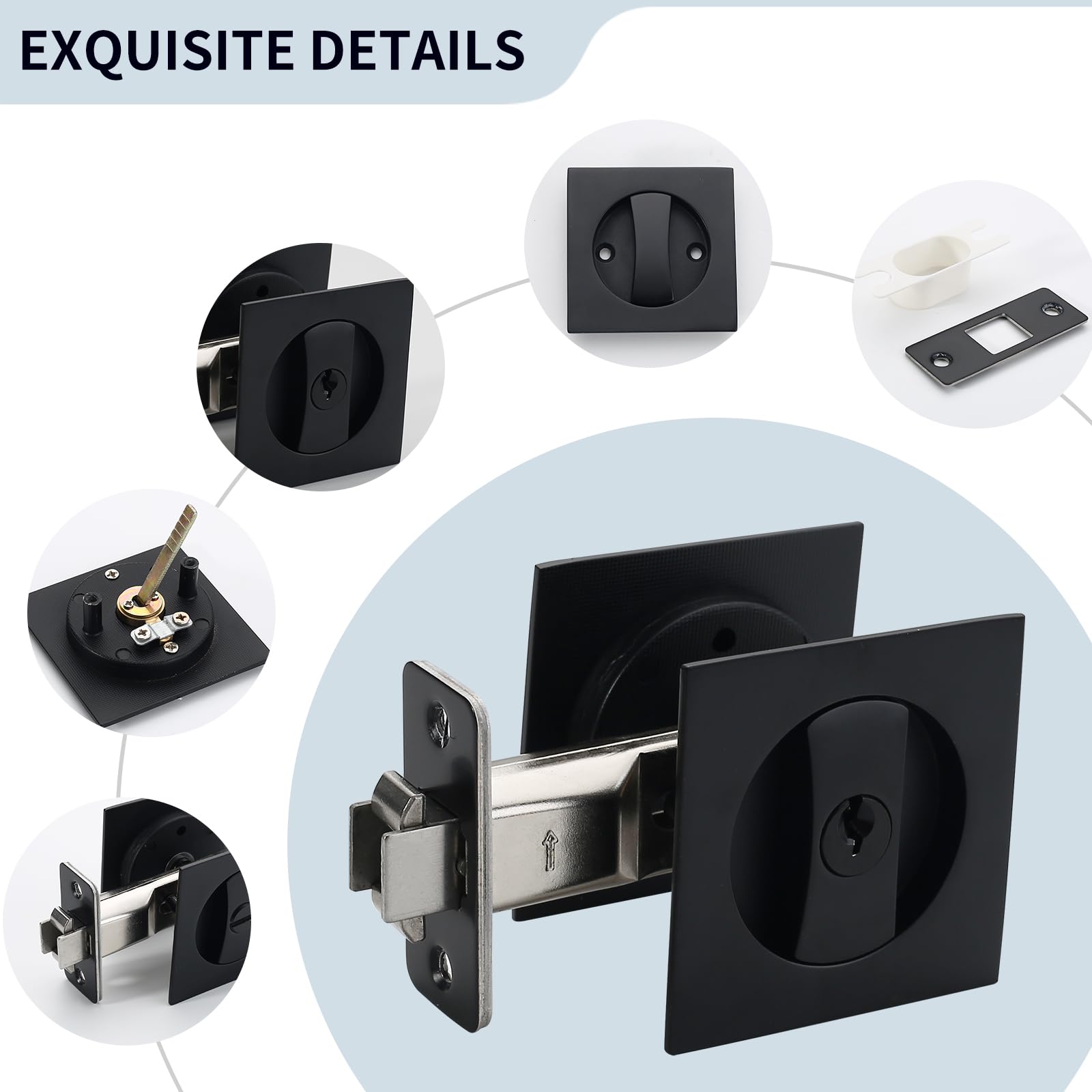 Snapklik.com : Sliding Key Pocket Door Lock, Matte Black Pocket Door ...