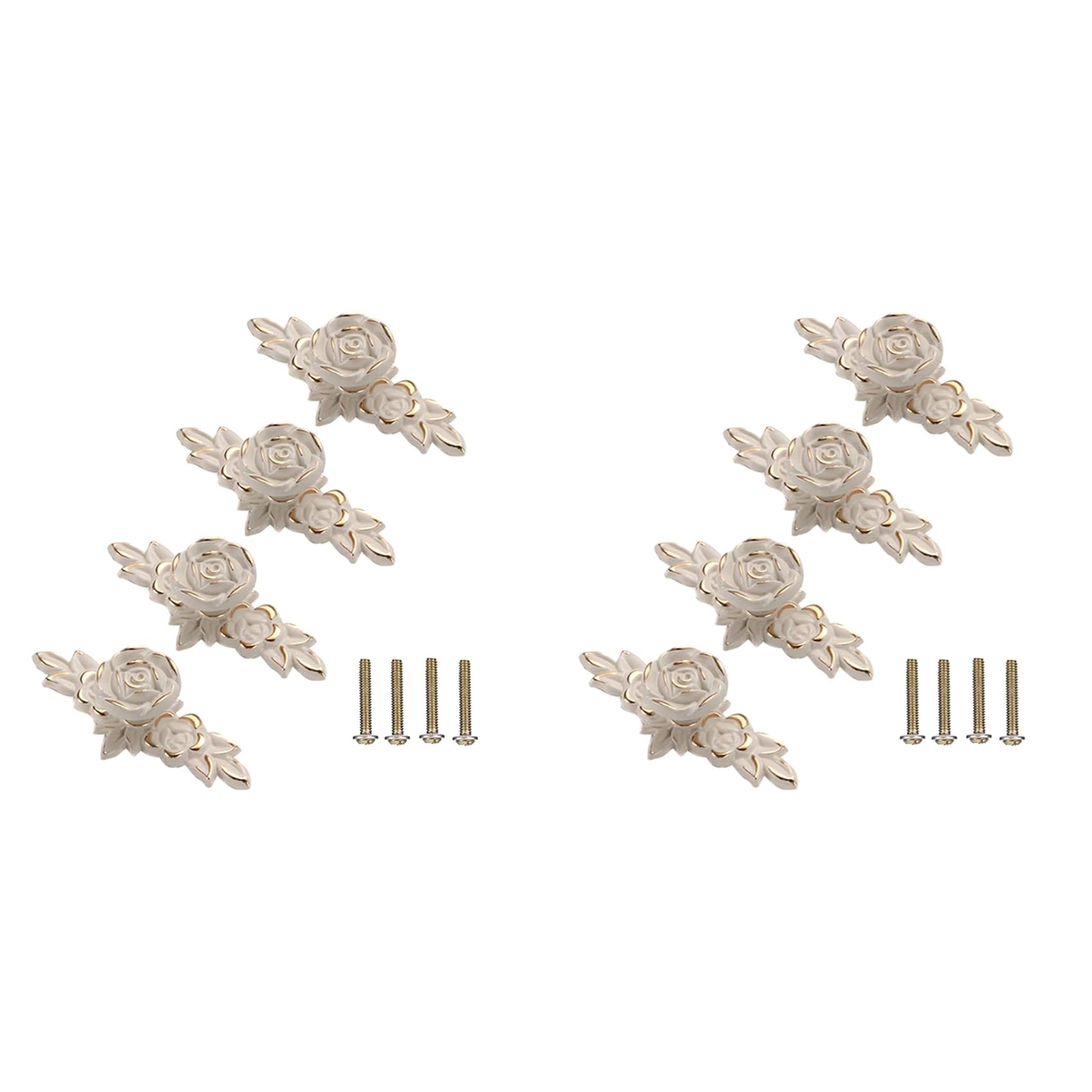 Ctrlzs 8 Pcs Euro Roses Cabinet Knobs With Backplate, Flower Drawer Pull Handles For Dresser Vanity Nightstand Cupboard