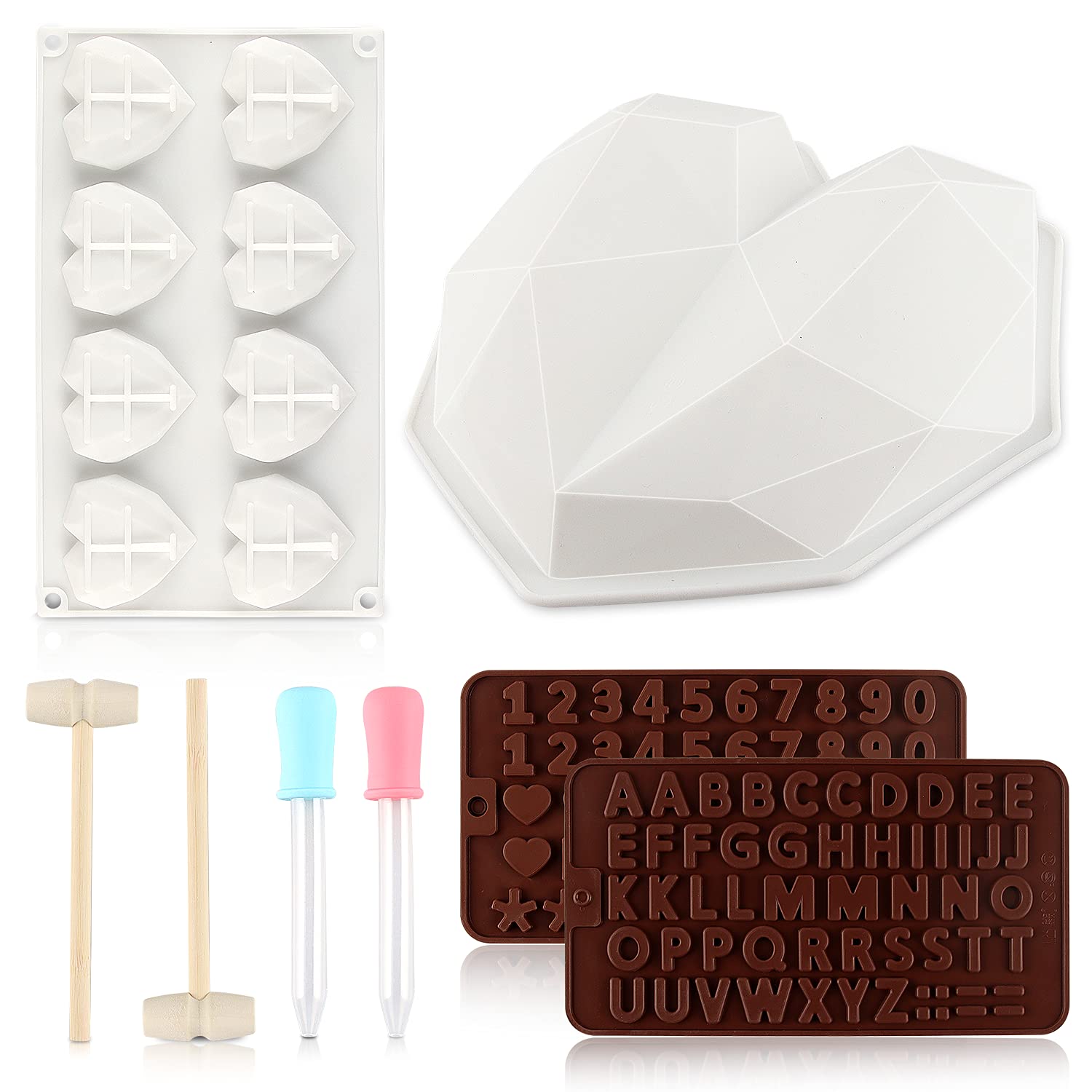 Moule en Silicone, Moules en Silicone pour Bonbons et Chocolats, Forme de Coeur Moule en Silicone Antiadhésif, Les Moules 3D en Silicone Sont Multifonctionnels et Résistants Aux Hautes Températures