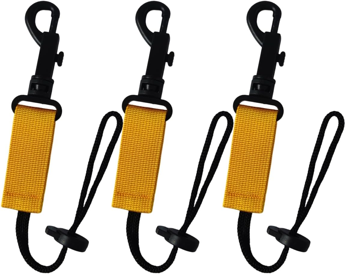 3Pack Scuba Diving Lanyard Clips with Nylon Webbing, Adjustable Cord and Slide Locking Fits for Underwater Diving Cameras and Lights