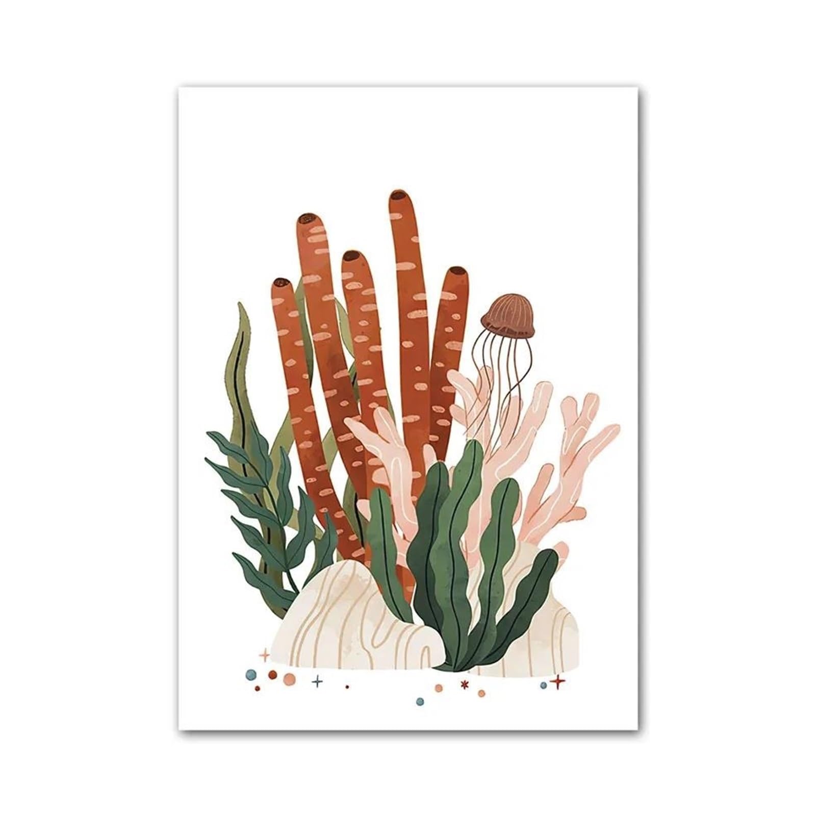 XENITE Wall Art Canvas Prints Marine Whale Shark Jellyfish Coral Wall Art Posters No Frame Nordic Nursery Canvas Prints Pictures Kids Room Decor(F,50x70cm)