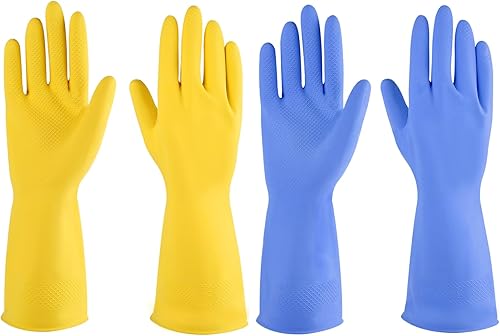Guantes de goma para lavar platos, 2 o 4 pares para cocina, guantes de limpieza para el hogar reutilizables. disponible en Yaxa Colombia