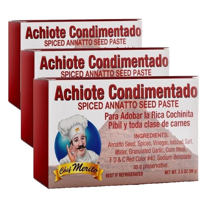 Chef Merito Spiced Achiote (Annatto Seed) Paste 3.5 Oz | Achote Pasta, Classic Mexican Seasoning (Pack of 3) image 3