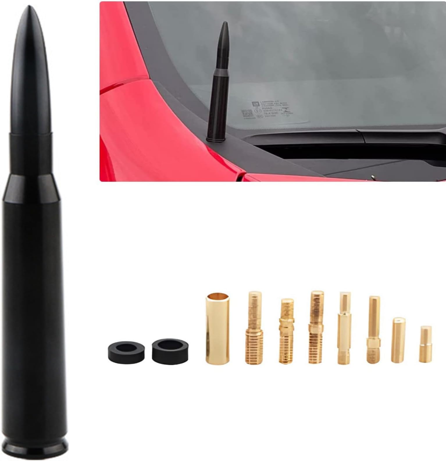 Bullet Antenna Car Vehicle, Mini Car Radio Aerial Mast, Compatible with Toyota Tundra Tacom Chevy Silverado 1500 2500 3500 Ford F150 F250 Dodge RAM 1500 2500 3500 Vehicle Car Antenna