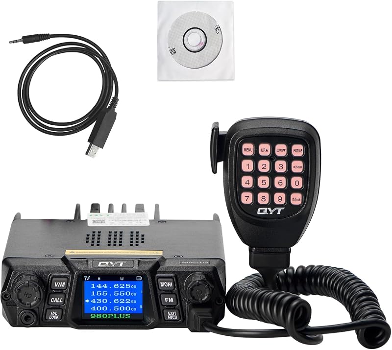 KT-980PLUS Radio celular GMRS de banda dual de 50 W - Radio bidireccional para automóvil con 4 pantallas y modo de espera cuádruple con capacidad de repetidor, 200 canales, estación base de radio GMRS para conducción todoterreno y vehículos
