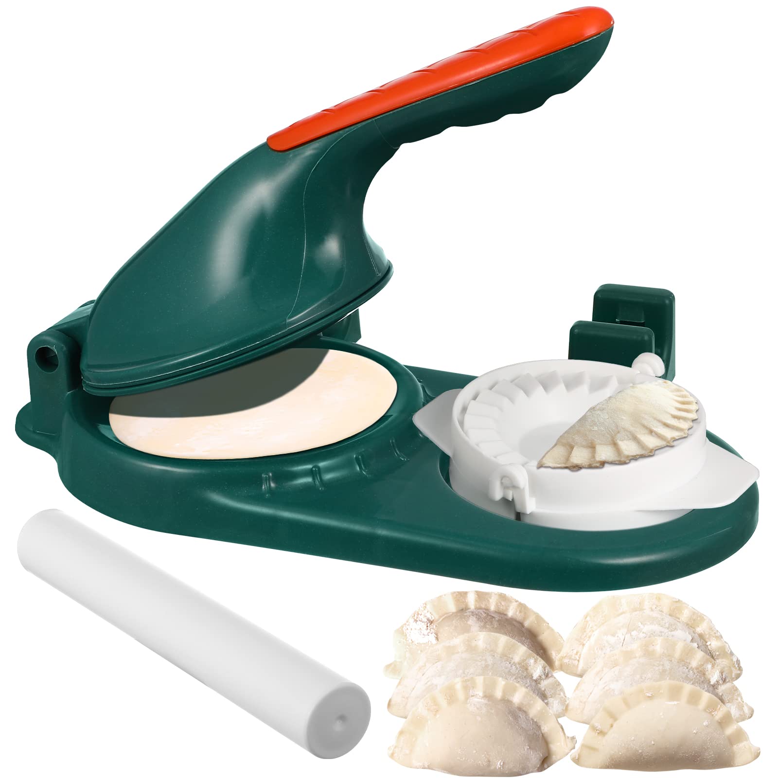 CHEFZOCO Moule à Empanadillas Et Gyozas - Presse à Dumplings En Plastique Vert, 10 Cm, Sans BPA