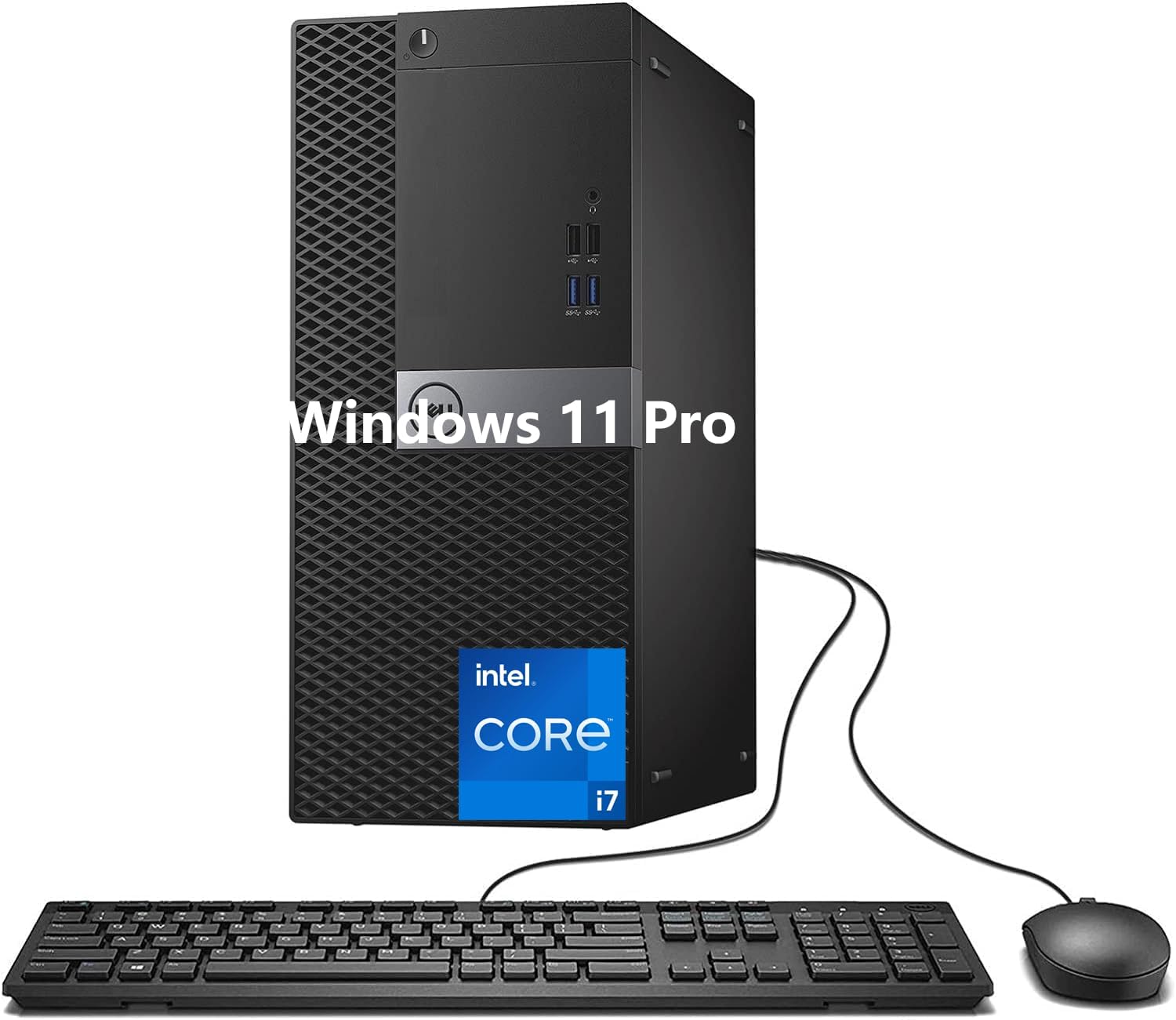 Dell Optiplex 7040 Mini Tour Ordinateur de Bureau, Intel Core i7-6700, 16 Go de RAM, SSD 256 Go, Wi-FI, Bluetooth, Clavier QWERTY Américain, Windows 11 Pro (Reconditionné)