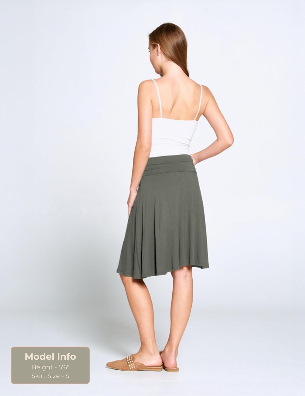 Popana A-Line Skirts for Women Knee Length, Flowy High Waisted Pull On Mid Plus Size and Petite Summer Skirts, 3-Pack