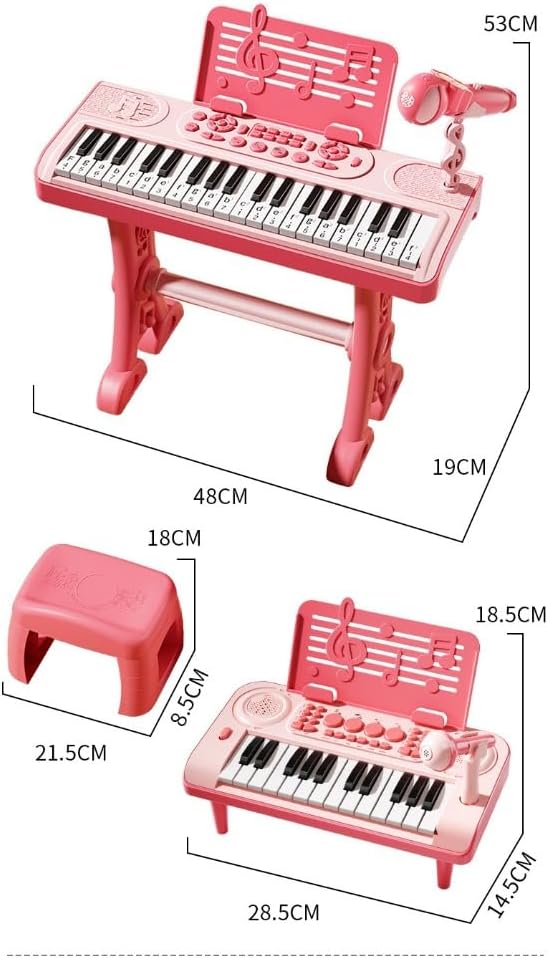 電子キーボード、マイクと譜面台付きグランドピアノ、教育玩具、1～6歳の男の子と女の子向けの多機能楽器 [並行輸入品]