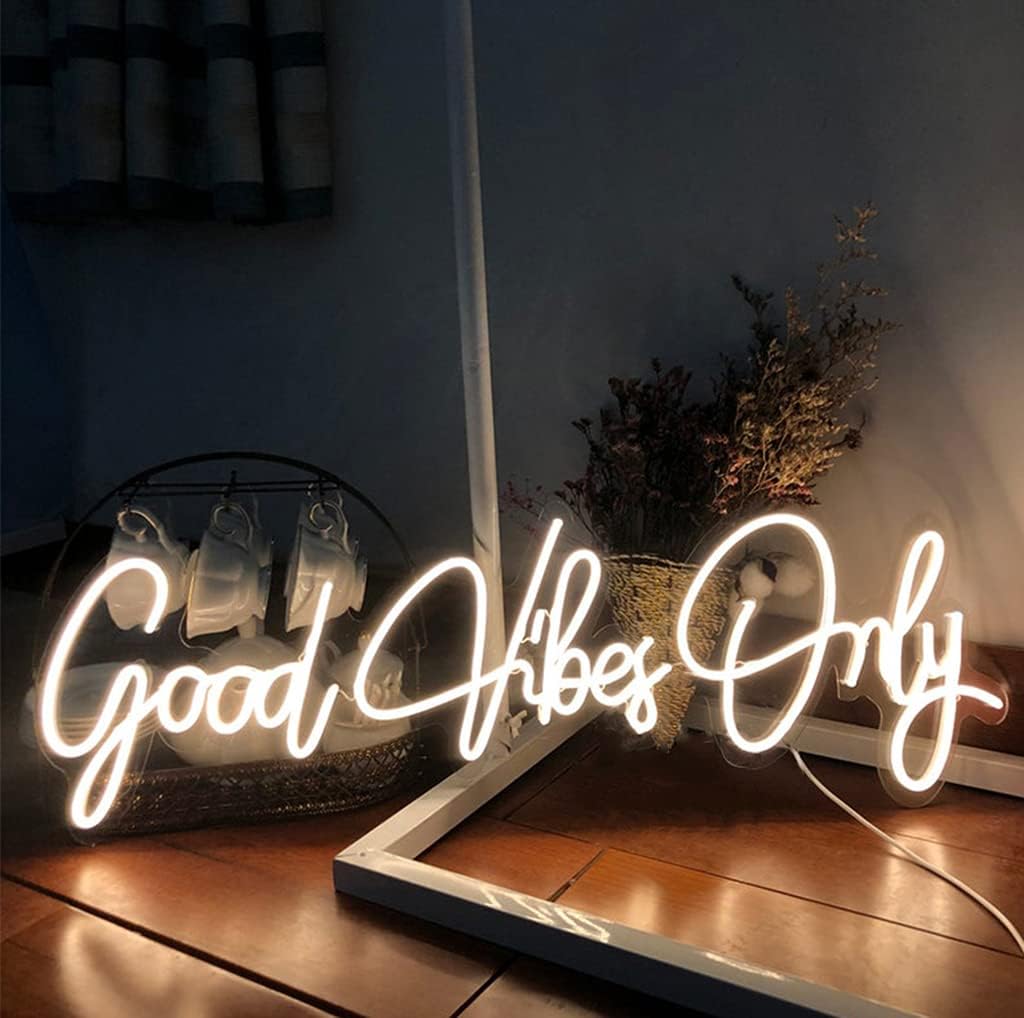 Large Neon Sign Good Vibes Only for Wall Decor, 29.4 inches LED Neon Light Sign for Bachelorette Party Engagement Party First Birthday Favors Room Apartment Home Wall Decorations