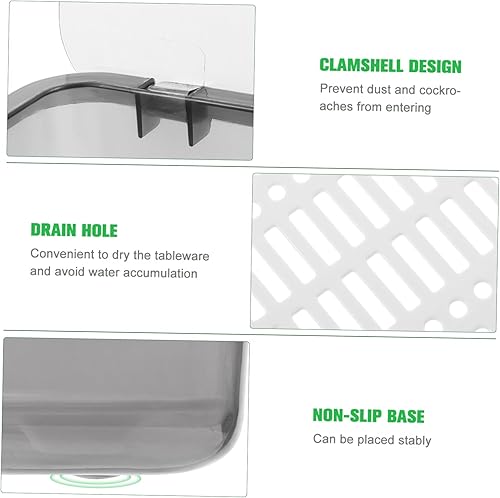 Miniatura 9 de Tofficu Caja de almacenamiento de vajilla de drenaje para palillos de drenaje, organizador de cubiertos organizador de utensilios grande con