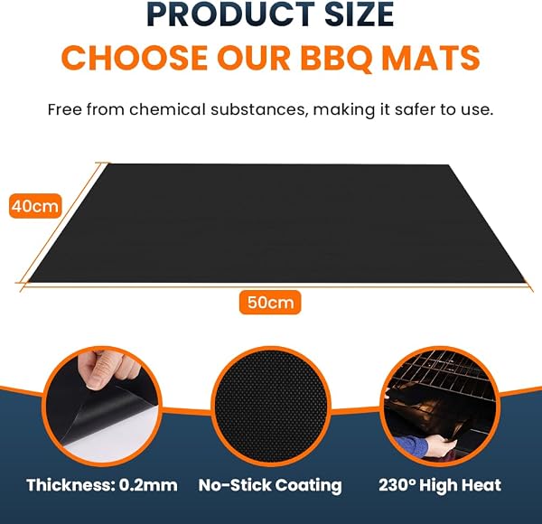 OSDUE Lot de 3 Feuille Protection Four Cuisson, 40 * 50 CM Tapis de Barbecue en Téflon Sans BPA Tapis de Protection Plaque Induction Reutilisable et Antiadhésifs pour Barbecue Électrique Gaz Charbon - 2