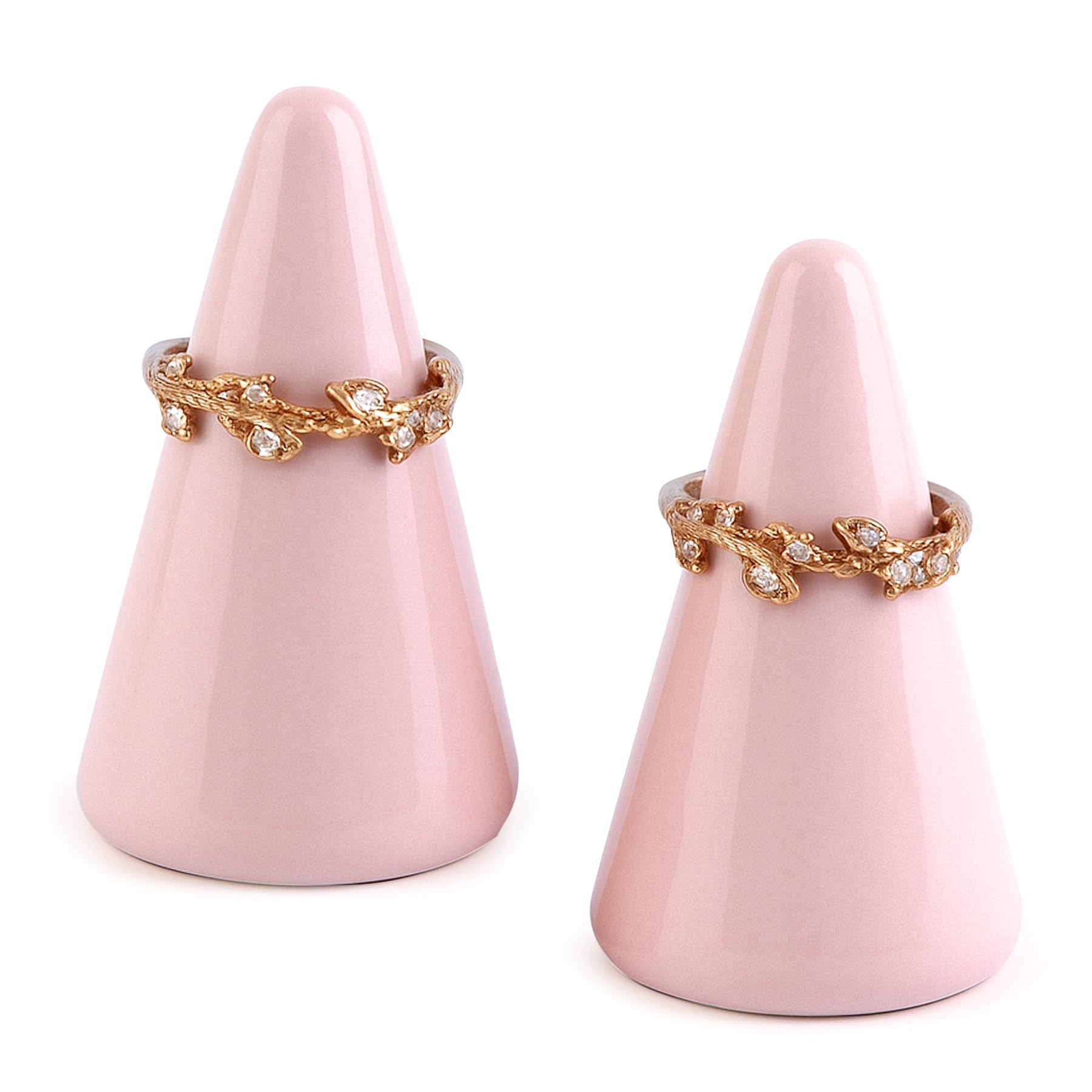 Supports de bagues en céramique en forme de cône rose AUEAR (Lot de 2)