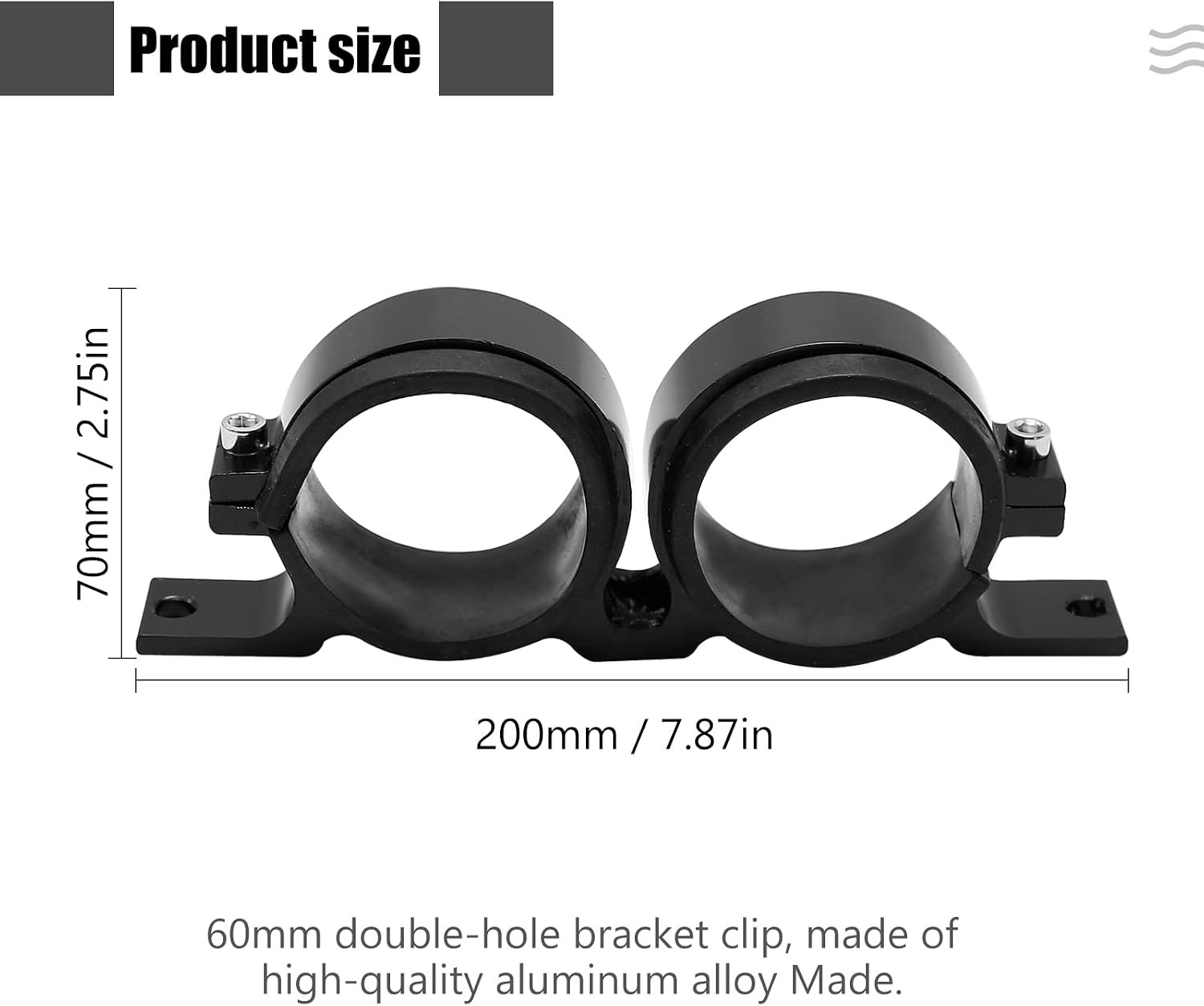 MDEOOSKY Billet Aluminum Dual Fuel Pump Clamp, Black Fuel Pump Bracket 55mm to 70mm Mounting Bracket, Replacement for Bosch 044 380LP
