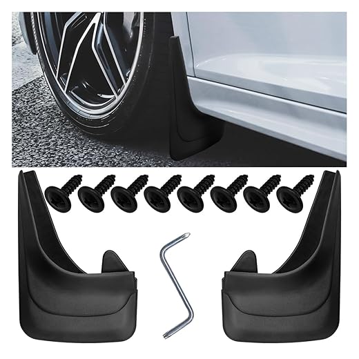 2PCS Car Mud Flaps, 12.12 × 8.46 in Auto Tire Front & Rear Trim, Anti-Scratch & Anti-Collision Vehicle Wheel Splash Guard, Universal Car Protection Accessory for SUV, Truck, Sedan (Black)