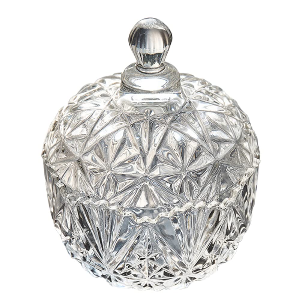VOSAREA Crystal Wave Candy Box Glass Candy Organizer Clear Candy Dish Box Crystal Candy Box with Lid Crystal Jewelry Box Gift Box for Family Friends