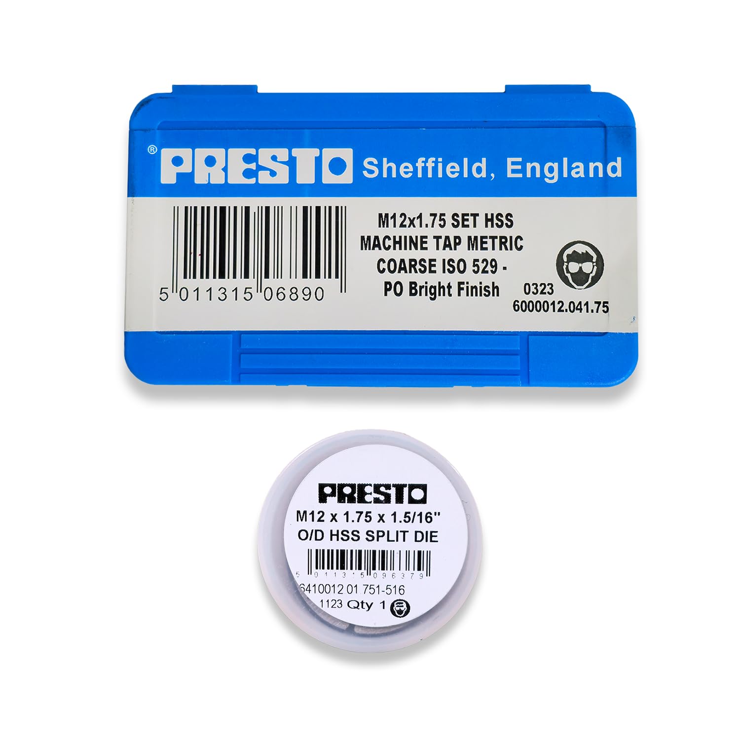 Rdgtools Presto M12 X 1.75 Hss Metric Hand Tap Set (Pack Of 3) 6000012.041.75 & M12 X 1.75 Hss Split Die 6410012.01.751-516 From