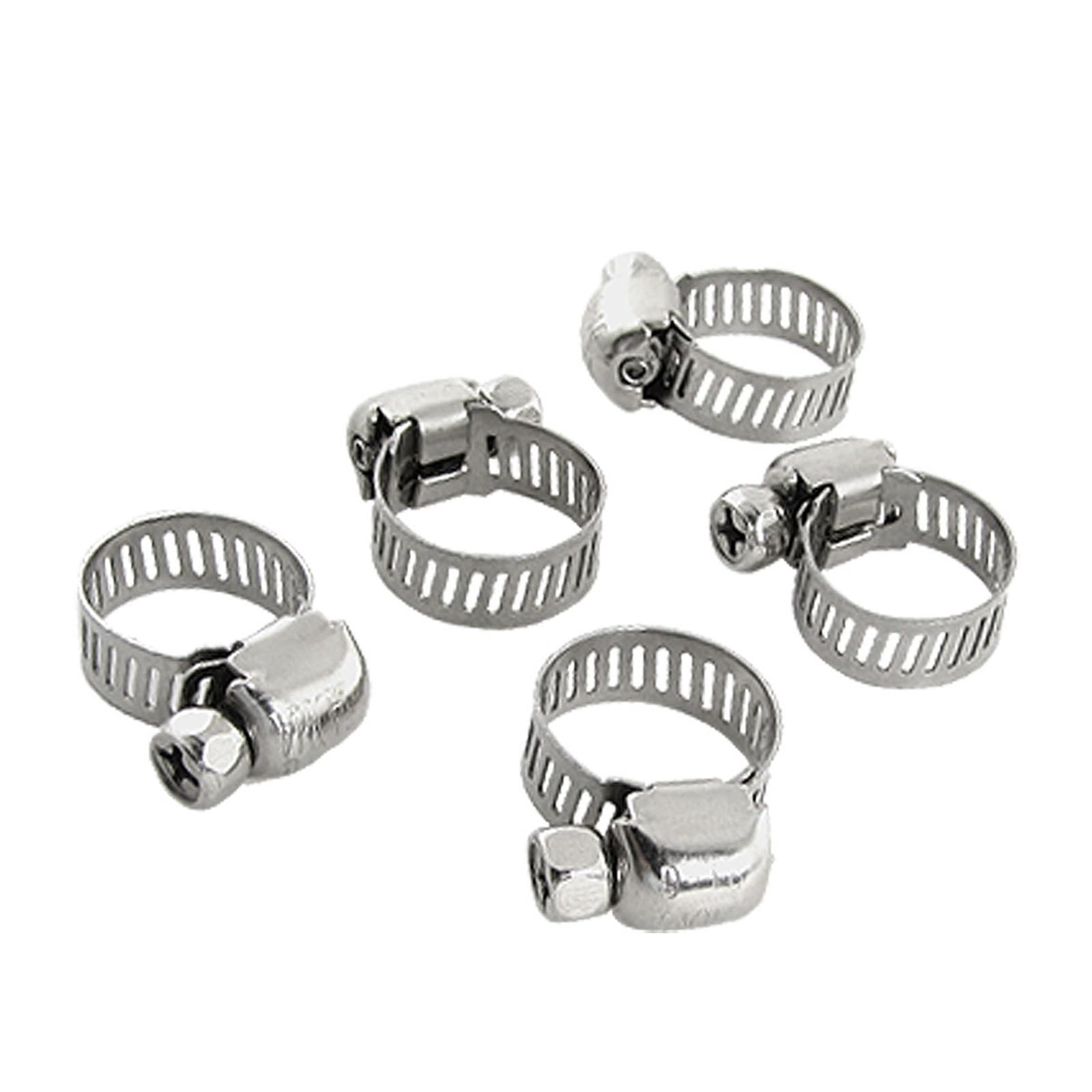 SHALLEZSOU Pipe clamp 5Pcs Hose Clamp Adjustable Stainless Steel Band Type 9-16mm Connection Fasteners Water Hydraulic Pipe Clip Hoop