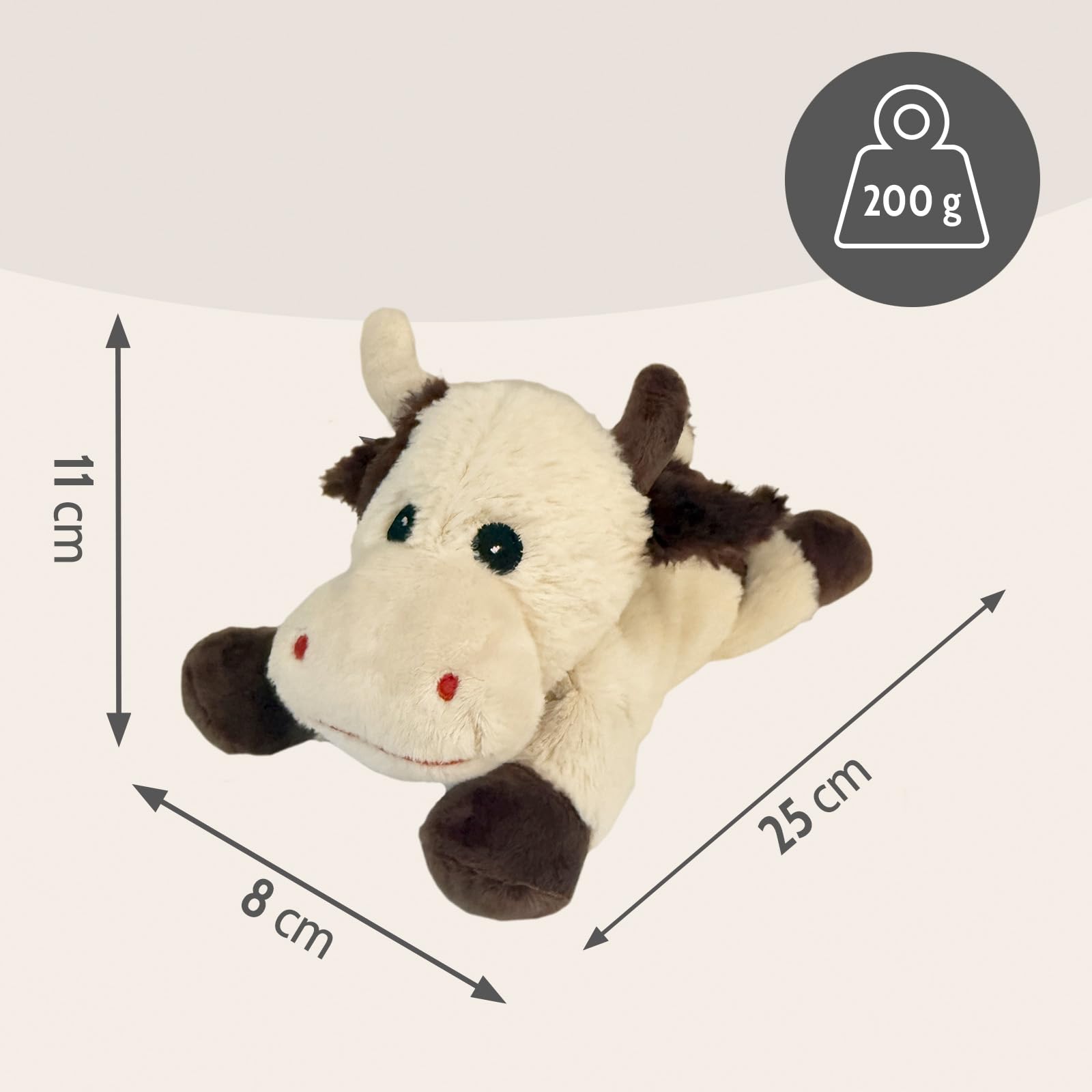 Habibi Premium MIDI Deluxe – Cojín térmico para bebés y niños – 2044 Mini vaca, relleno de mijo extraíble, para calentar en el microondas, también apto para adultos (vaca)