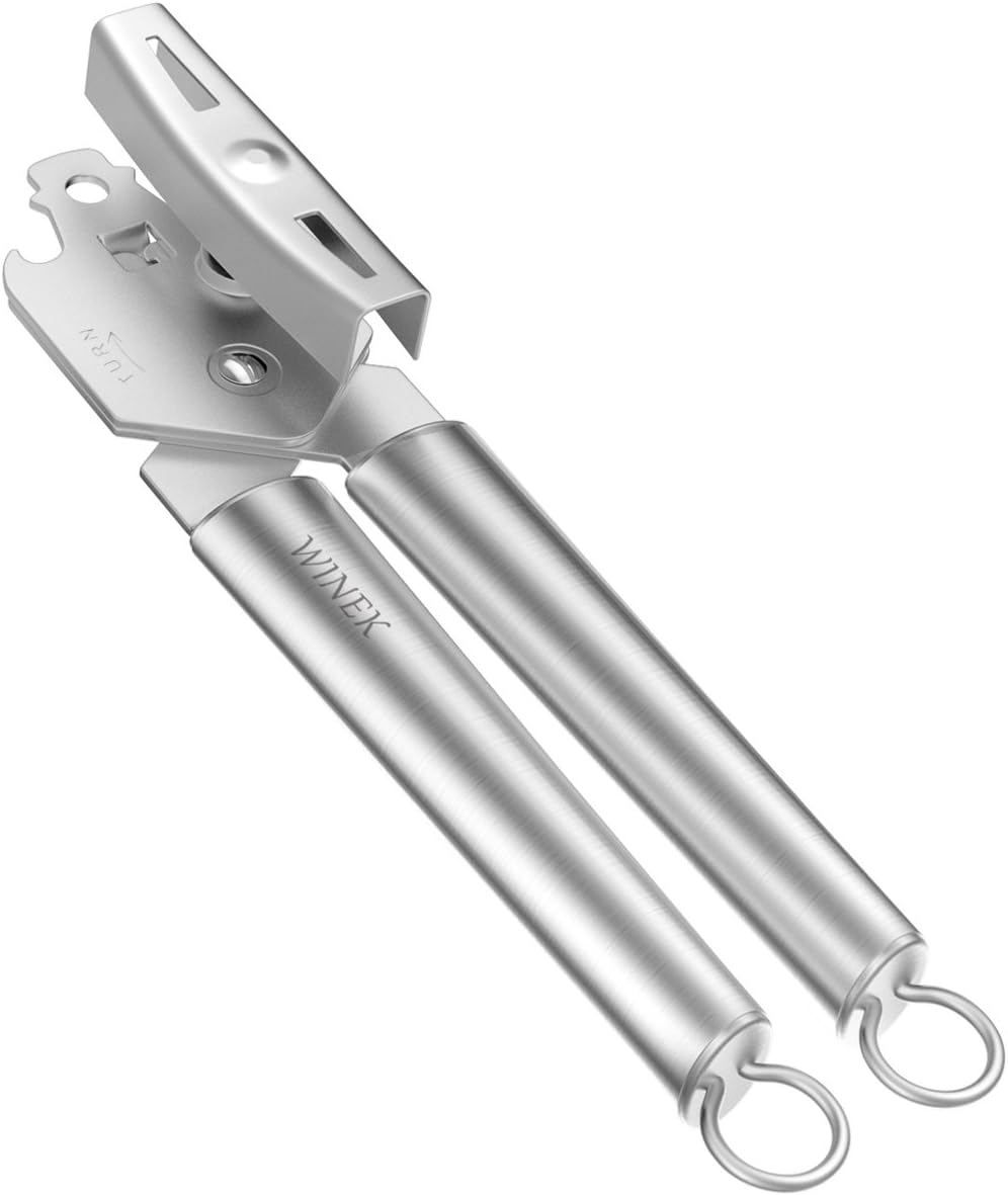 Can Opener Manual with Magnet,Winek Stainless Steel Smooth Edge–Heavy Duty for All Cans,Bottles