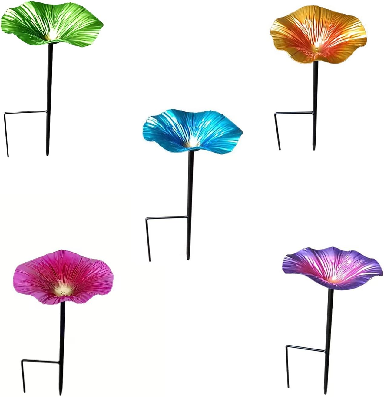 Colorful Iron Garden Poles with Bees Bath Bird Water, Light Green