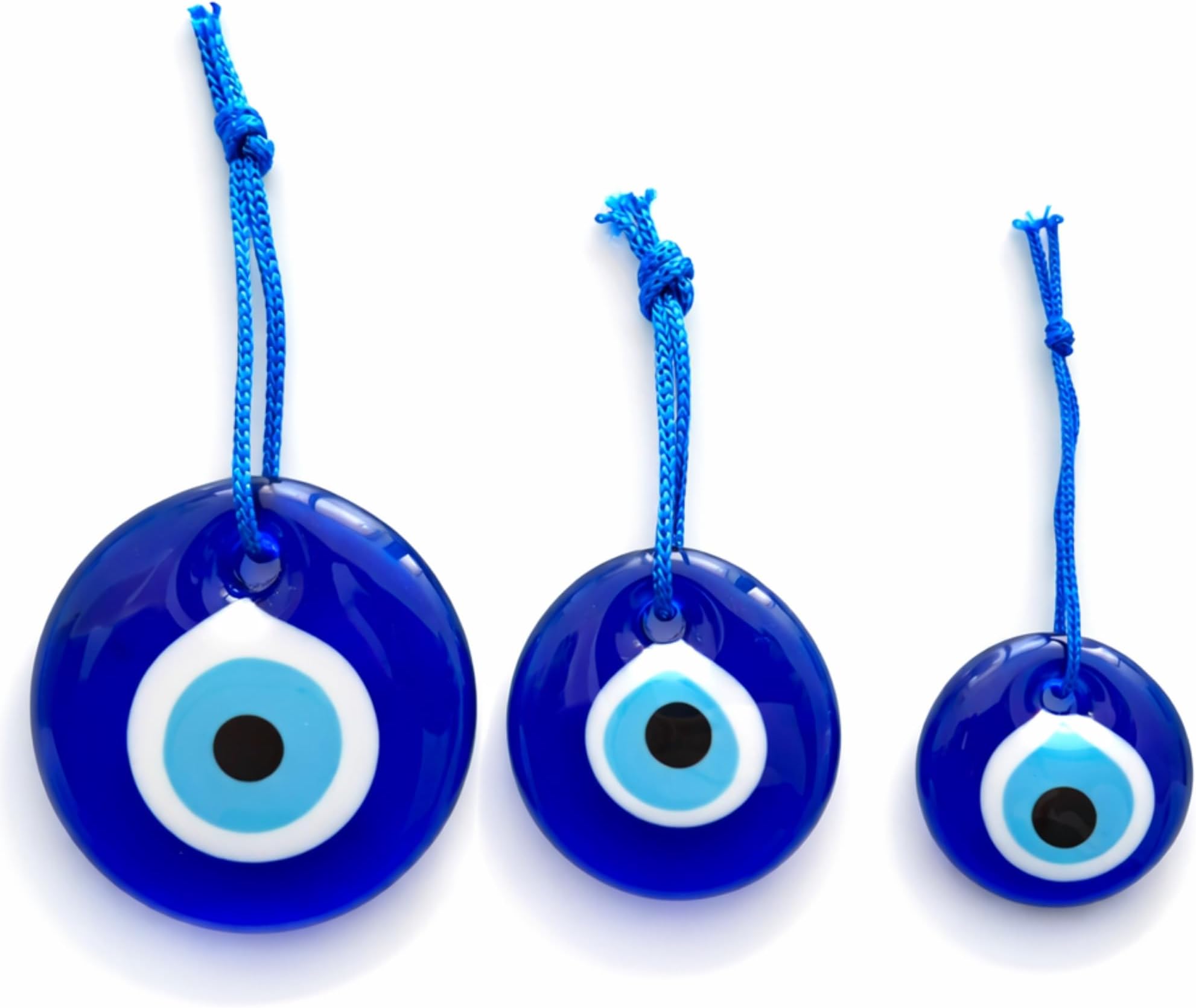 Turkish Blue Evil Eye Wall Hanging Ornament Set of 3 - Turkish Nazar Beads - Ojo Turco - Home Protection Charm - Evil Eye Decor Amulet