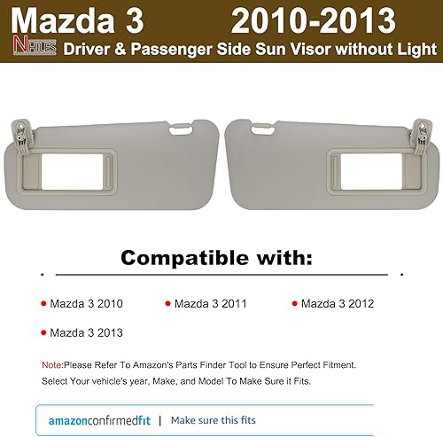 Miniatura 2 de NHILES Parasol del lado izquierdo del conductor y del lado derecho del pasajero compatible con Mazda 3 2010 2011 2012 2013 BBM2-69-270C-75
