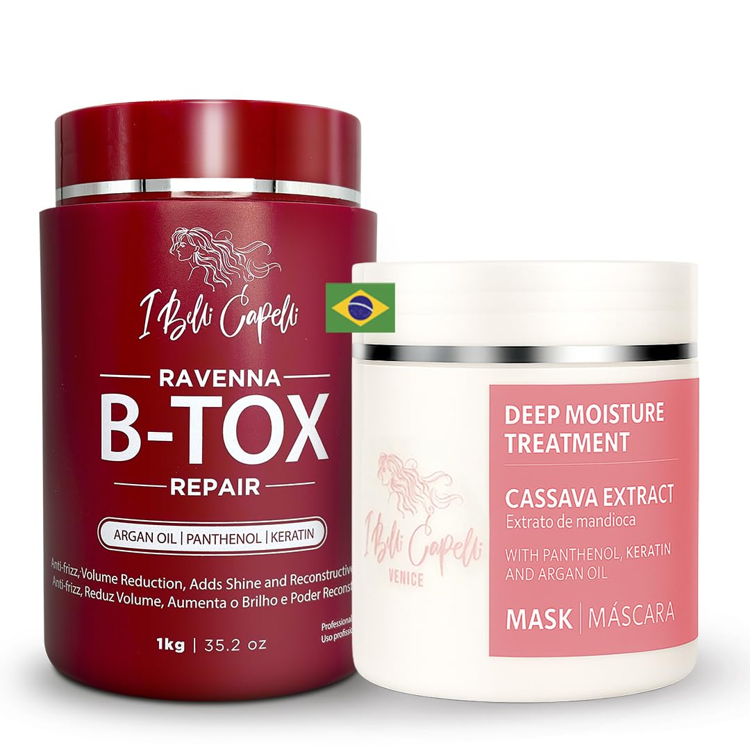 I Belli Capelli Ravenna B-tox Repair Kit - Hair Treatment & Argan Oil Mask 500g, Formaldehyde-Free, Anti-Frizz, Volume Reduction (Pack of 2)