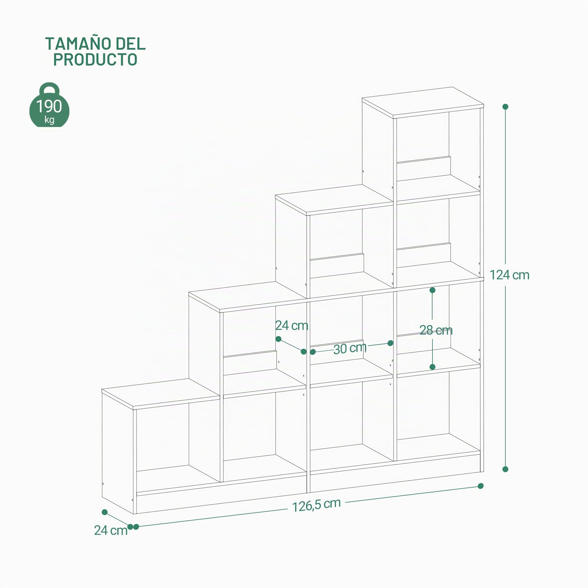 Hzuaneri Estantería de 10 Cubos, estantería de exposición de 4 Niveles, Paneles Ajustables, Organizador de Almacenamiento, para Sala de Estar, Oficina en casa, Dormitorio, Blanco BC24013X