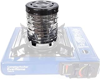 Everflame Heizaufsatz für Campingkocher – Mobiler Radiator für Gaskocher – Inkl. Abnehm-Bügel – Tragbare Zeltheizung & Outdoor-Heizung – Stahlungswärme 2kW – Kompakt & Effizient – Silber