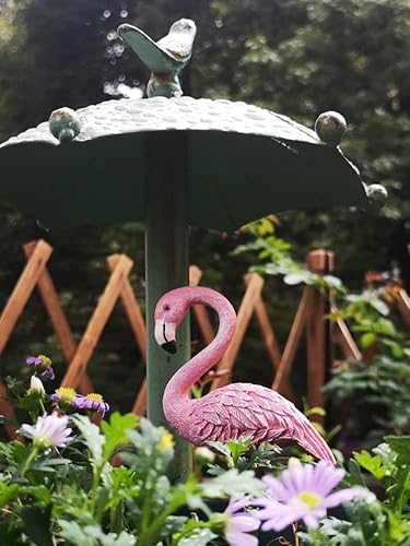 Miniatura 5 de MUAMAX Púas de flamenco en miniatura, paquete de 2 accesorios de jardín de hadas, figuras de flamenco de jardín en miniatura rosa, estacas