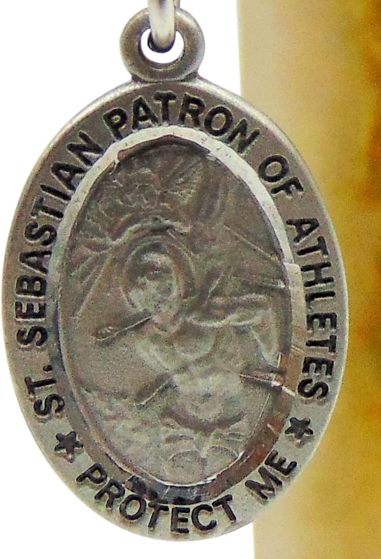 Westmon Works Saint Sebastian Pewter Medal 3/4 Inch Long with Stainless Steel Chain Boxed - Image 4