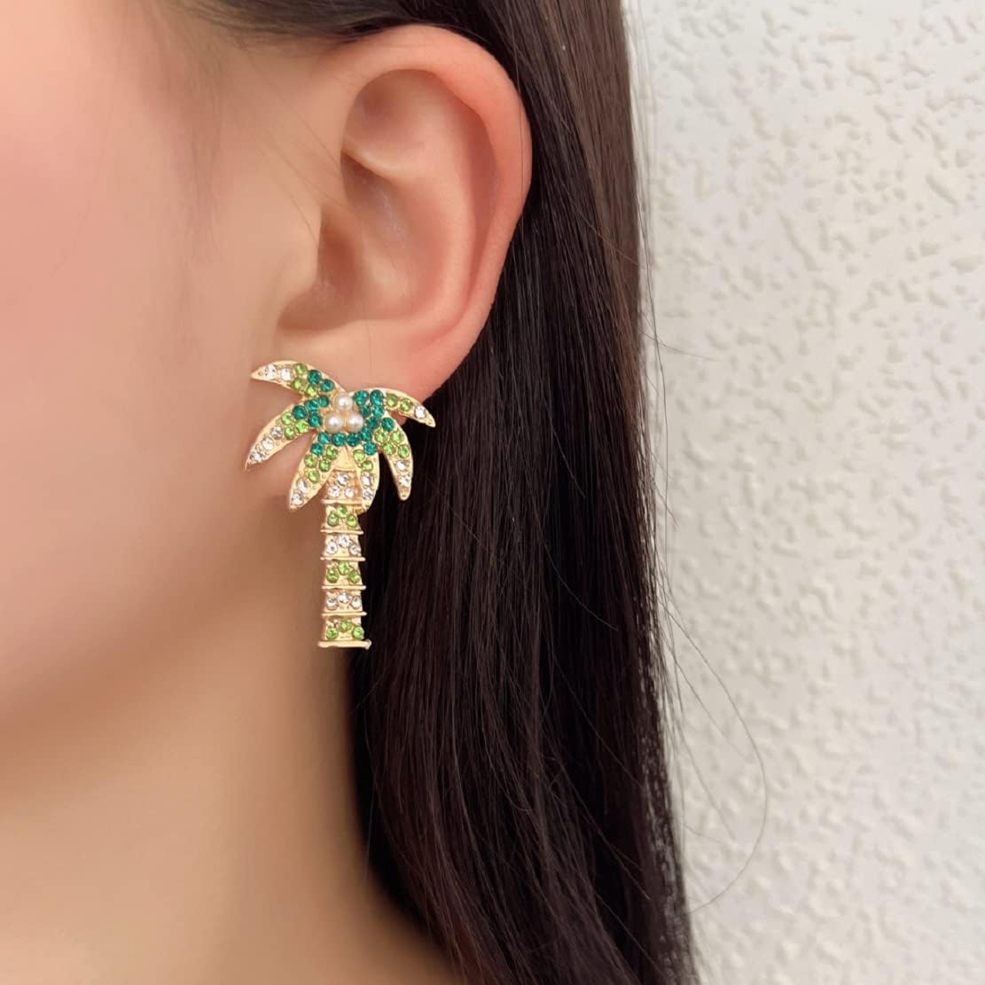 Coconut Tree Earrings for Women, Cute Palm Tree Earrings for Womens, Tropical Coconut Palm Tree Dangle Earrings Hypoallergenic, Bohemian Flower Tree Drop Earrings, Zinc, No Gemstone - Image 2